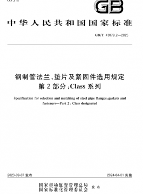 鋼制管法蘭、墊片及緊固件選用規(guī)定 第2部分：Class系列國標/T 43079.2-2023